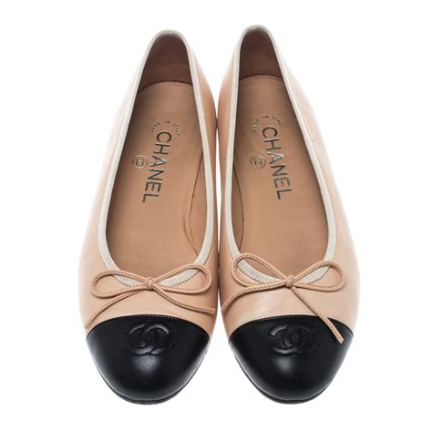 chanel cap toe ballerina flats shoes|chanel two tone ballet flats.